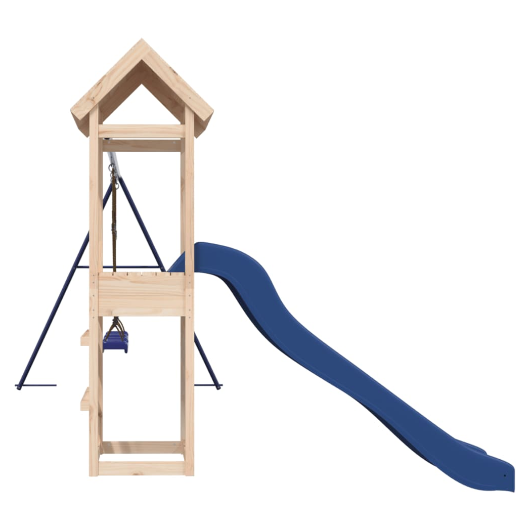 Playhouse with Slide Swings Solid Wood Pine