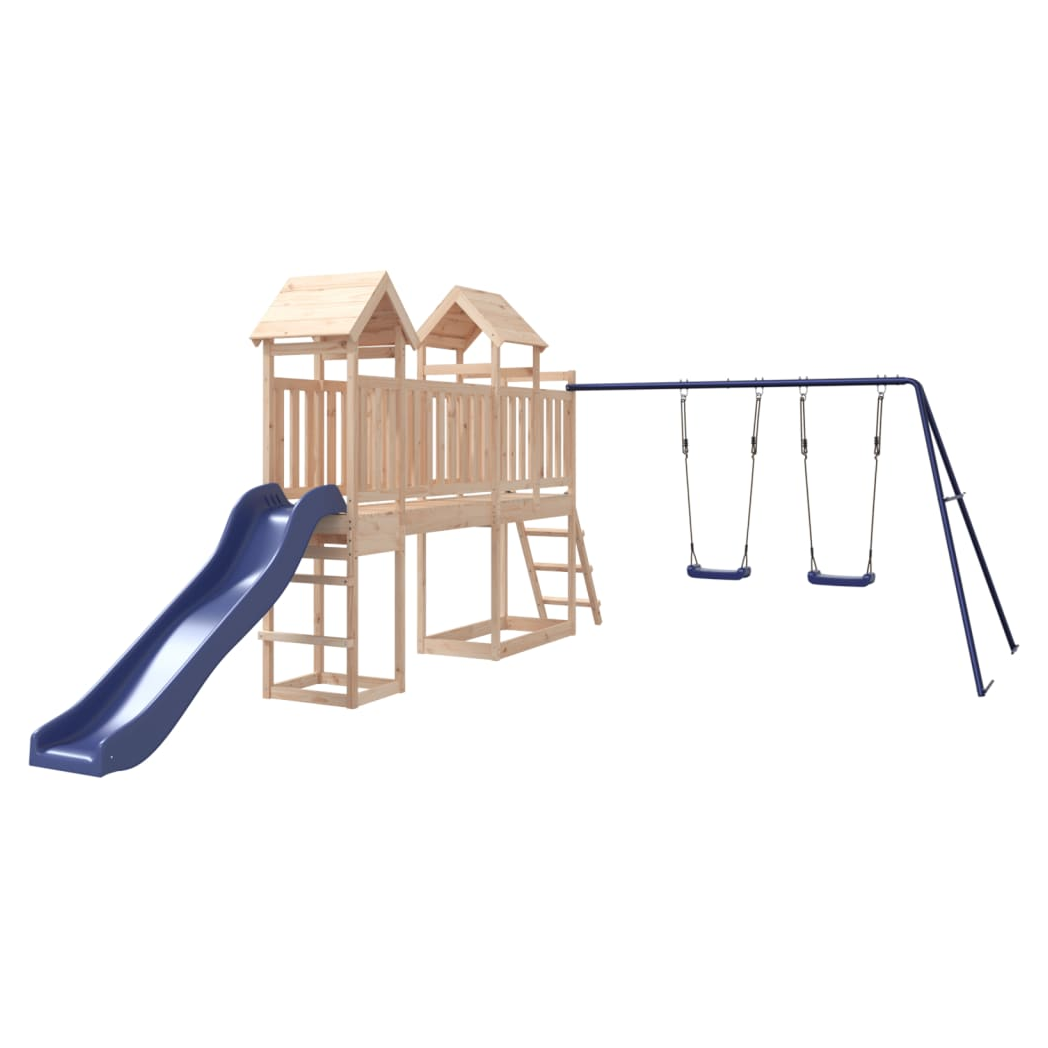 Playhouse with Slide Swings Solid Wood Pine