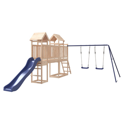 Playhouse with Slide Swings Solid Wood Pine