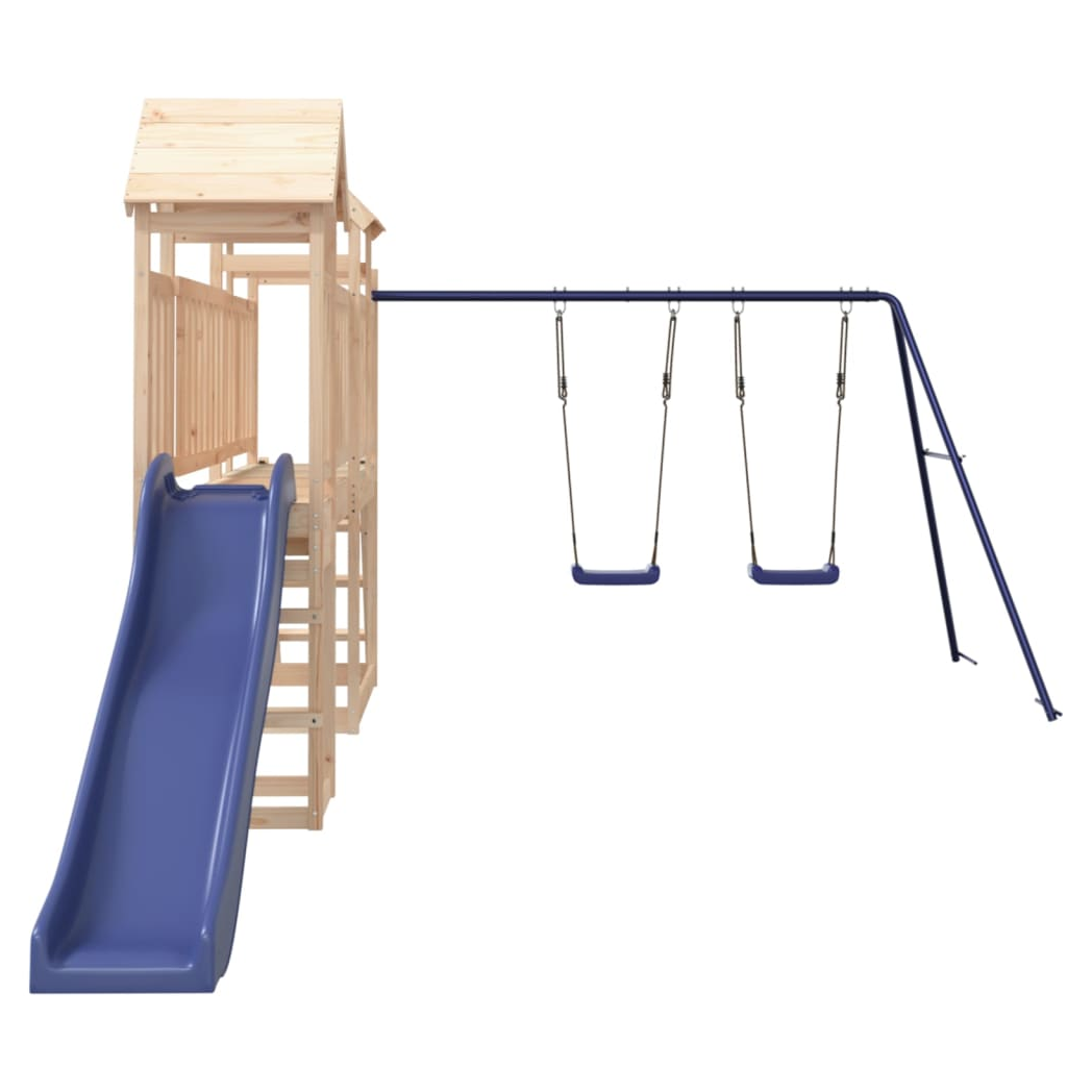 Playhouse with Slide Swings Solid Wood Pine