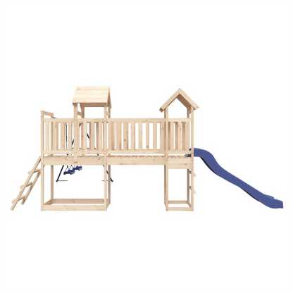 Playhouse with Slide Swings Solid Wood Pine