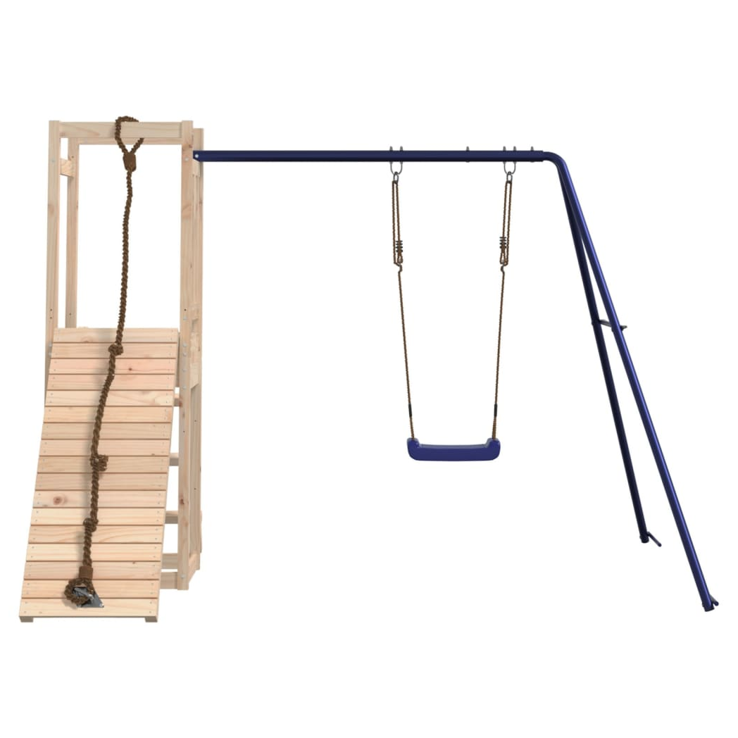 Playhouse with Swing Climbing Wall Solid Wood Pine