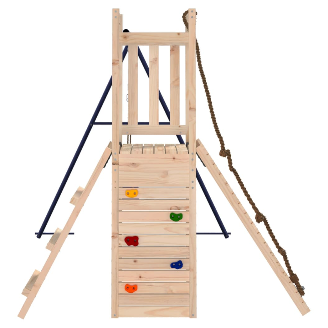 Playhouse with Swing Climbing Wall Solid Wood Pine