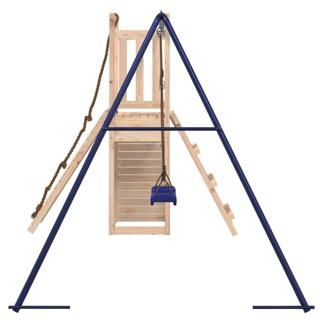 Playhouse with Swing Climbing Wall Solid Wood Pine