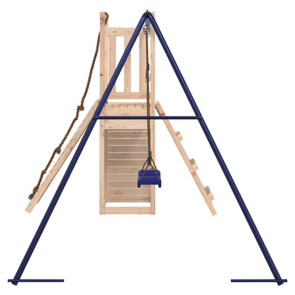 Playhouse with Swing Climbing Wall Solid Wood Pine