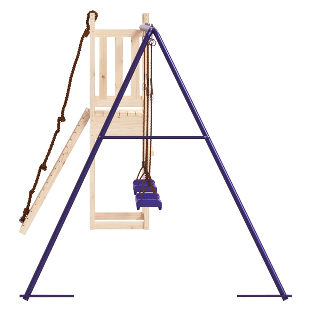 Playhouse with Climbing Wall Swings Solid Wood Pine