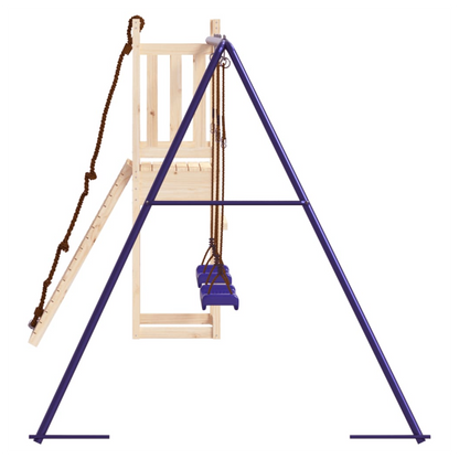 Playhouse with Climbing Wall Swings Solid Wood Pine