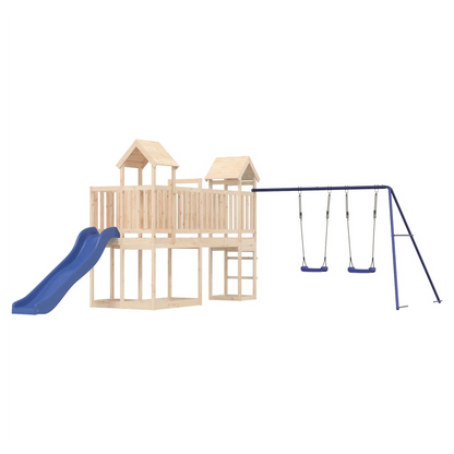 Playhouse with Slide Swings Solid Wood Pine