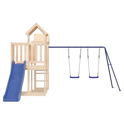 Playhouse with Slide Swings Solid Wood Pine
