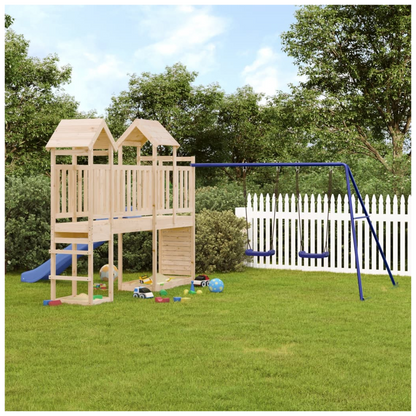 Playhouse with Slide Swings Rockwall Solid Wood Pine