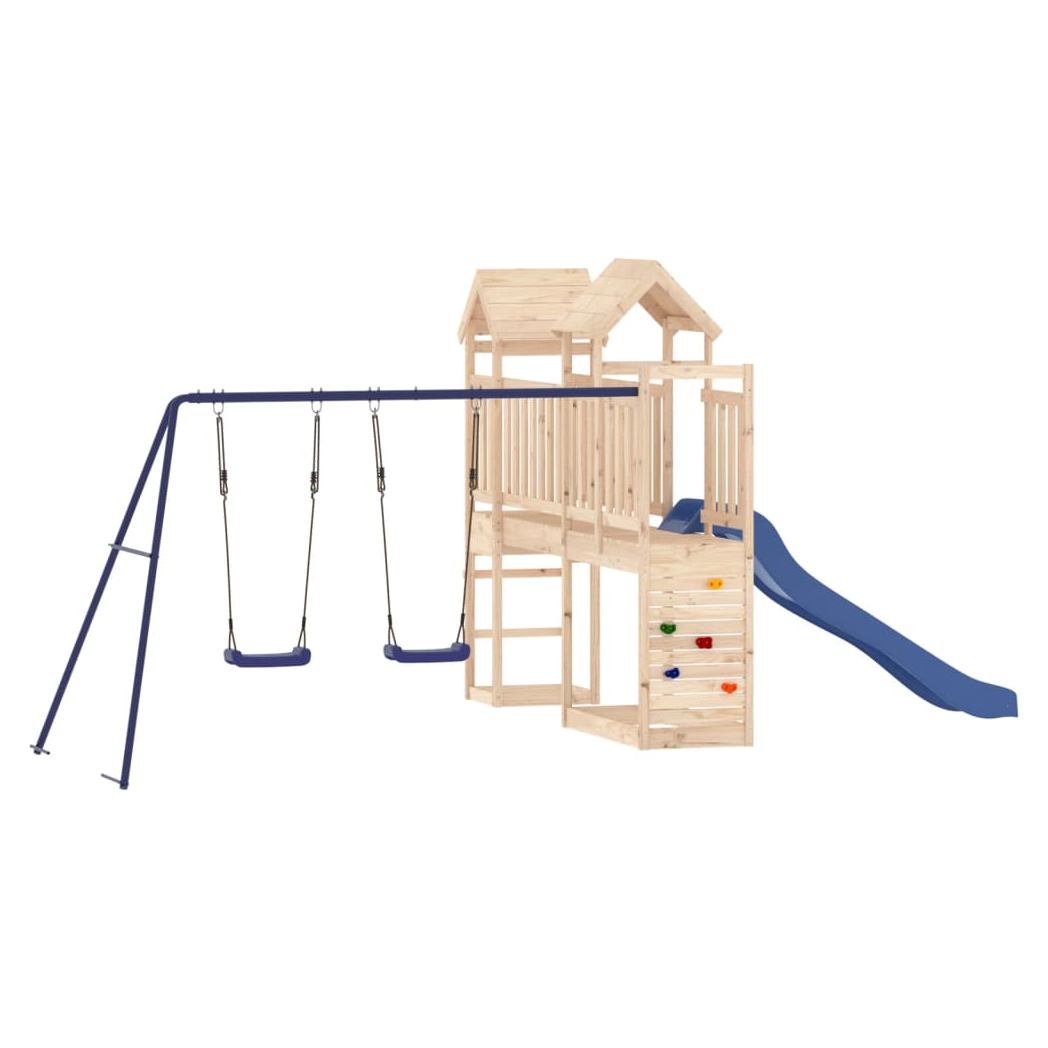 Playhouse with Slide Swings Rockwall Solid Wood Pine
