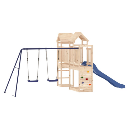 Playhouse with Slide Swings Rockwall Solid Wood Pine