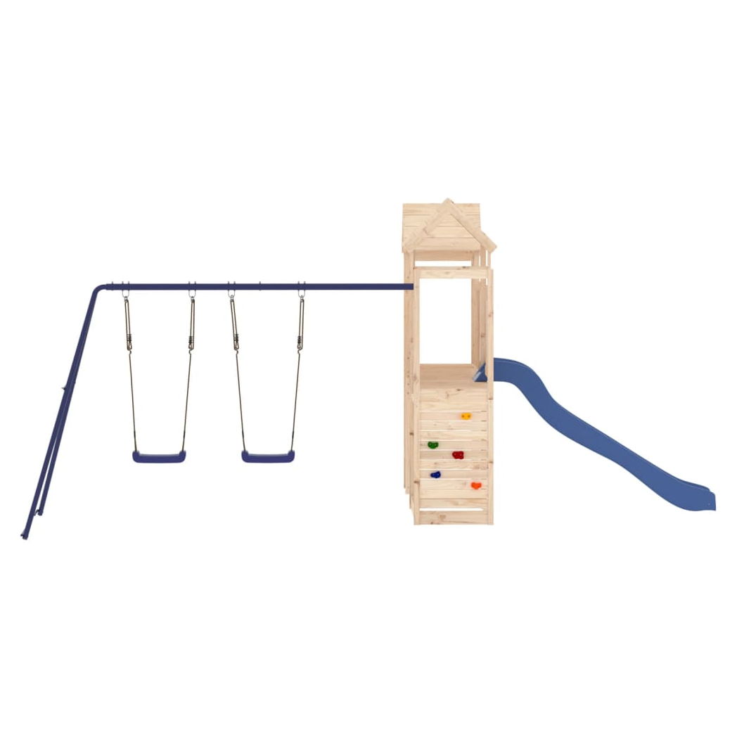 Playhouse with Slide Swings Rockwall Solid Wood Pine