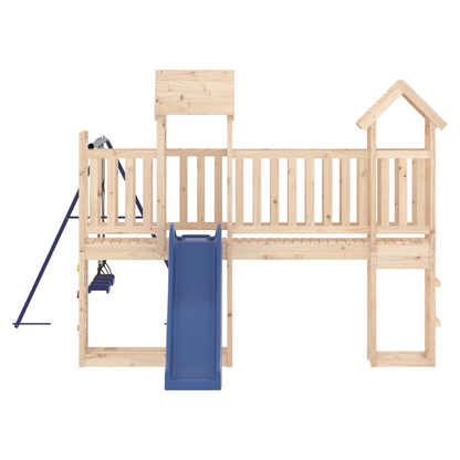 Playhouse with Slide Swings Rockwall Solid Wood Pine