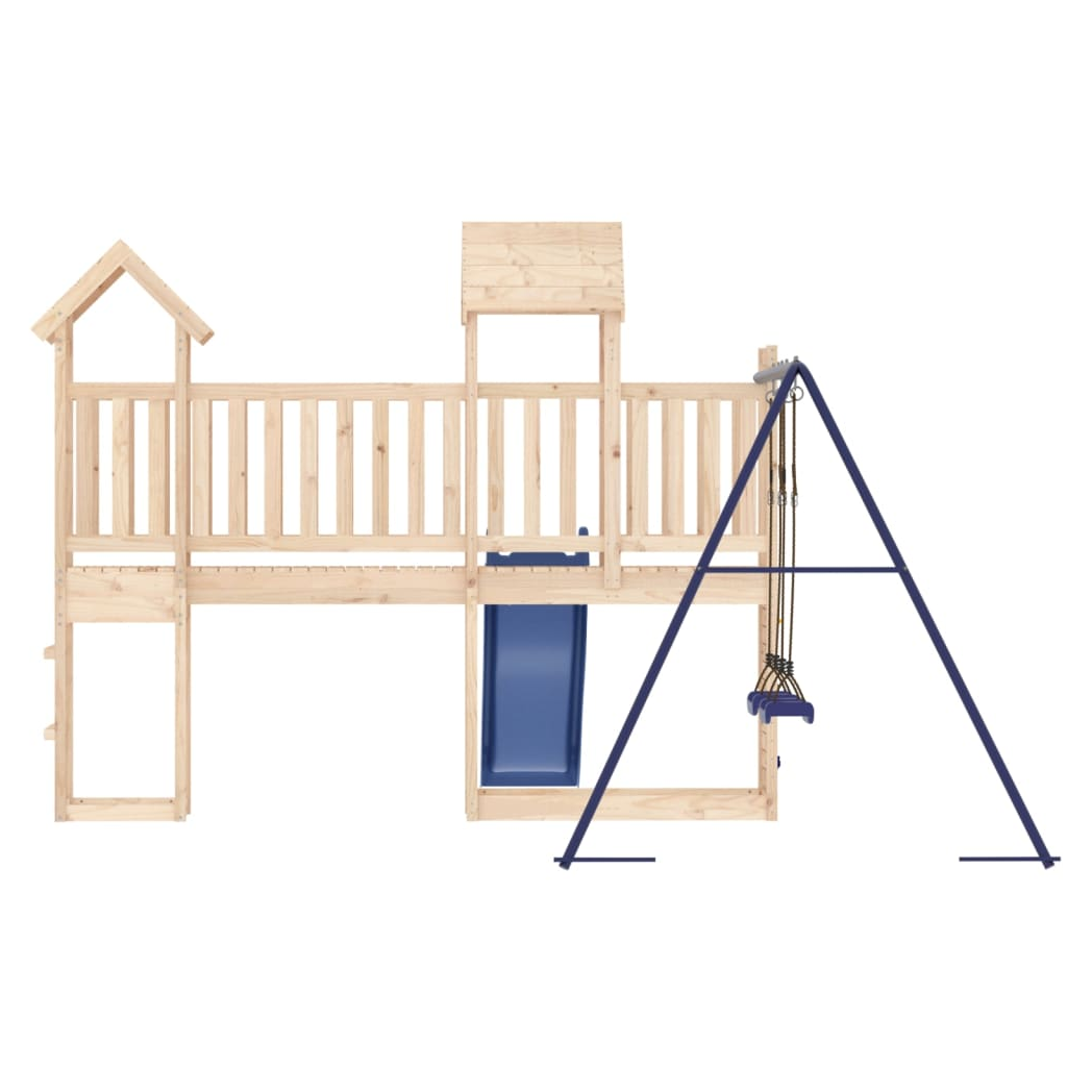 Playhouse with Slide Swings Rockwall Solid Wood Pine