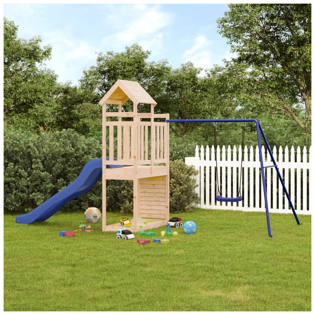 Playhouse with Slide Swing Solid Wood Pine