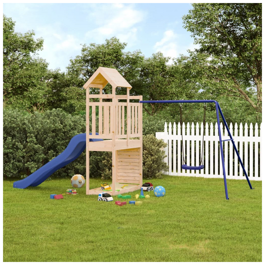 Playhouse with Slide Swing Solid Wood Pine