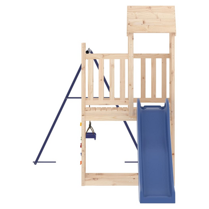 Playhouse with Slide Swing Solid Wood Pine