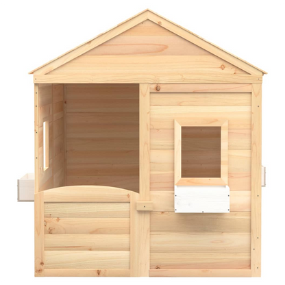 Playhouse with Lockable Door and Flower Pots Solid Wood Fir