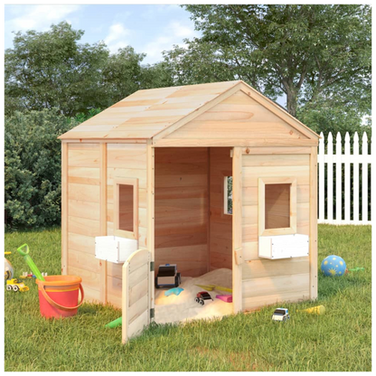 Playhouse with Lockable Door and Flower Pots Solid Wood Fir