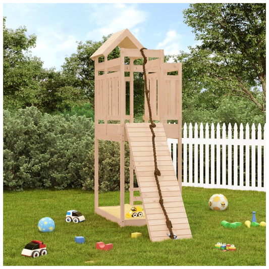 Playhouse with Climbing Wall Solid Wood Pine