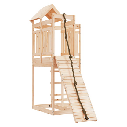 Playhouse with Climbing Wall Solid Wood Pine