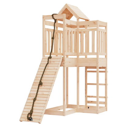 Playhouse with Climbing Wall Solid Wood Pine
