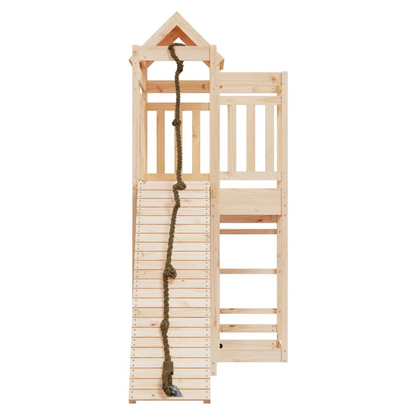 Playhouse with Climbing Wall Solid Wood Pine