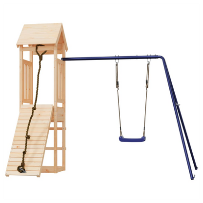 Playhouse with Climbing Wall Swing Solid Wood Pine