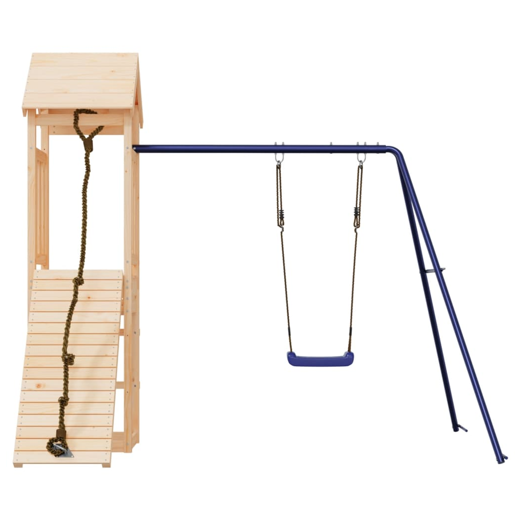 Playhouse with Climbing Wall Swing Solid Wood Pine