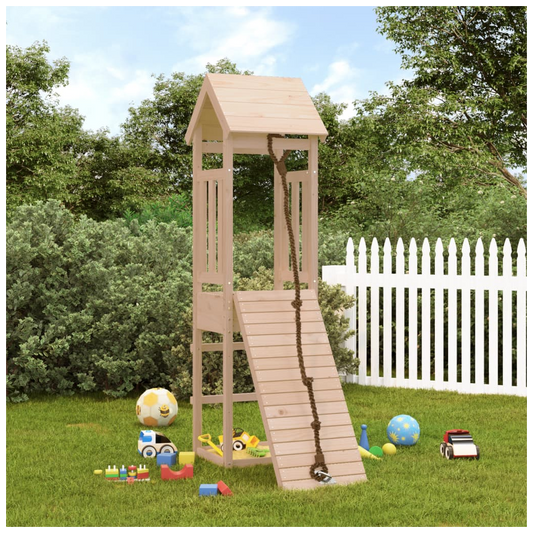 Playhouse with Climbing Wall Solid Wood Pine