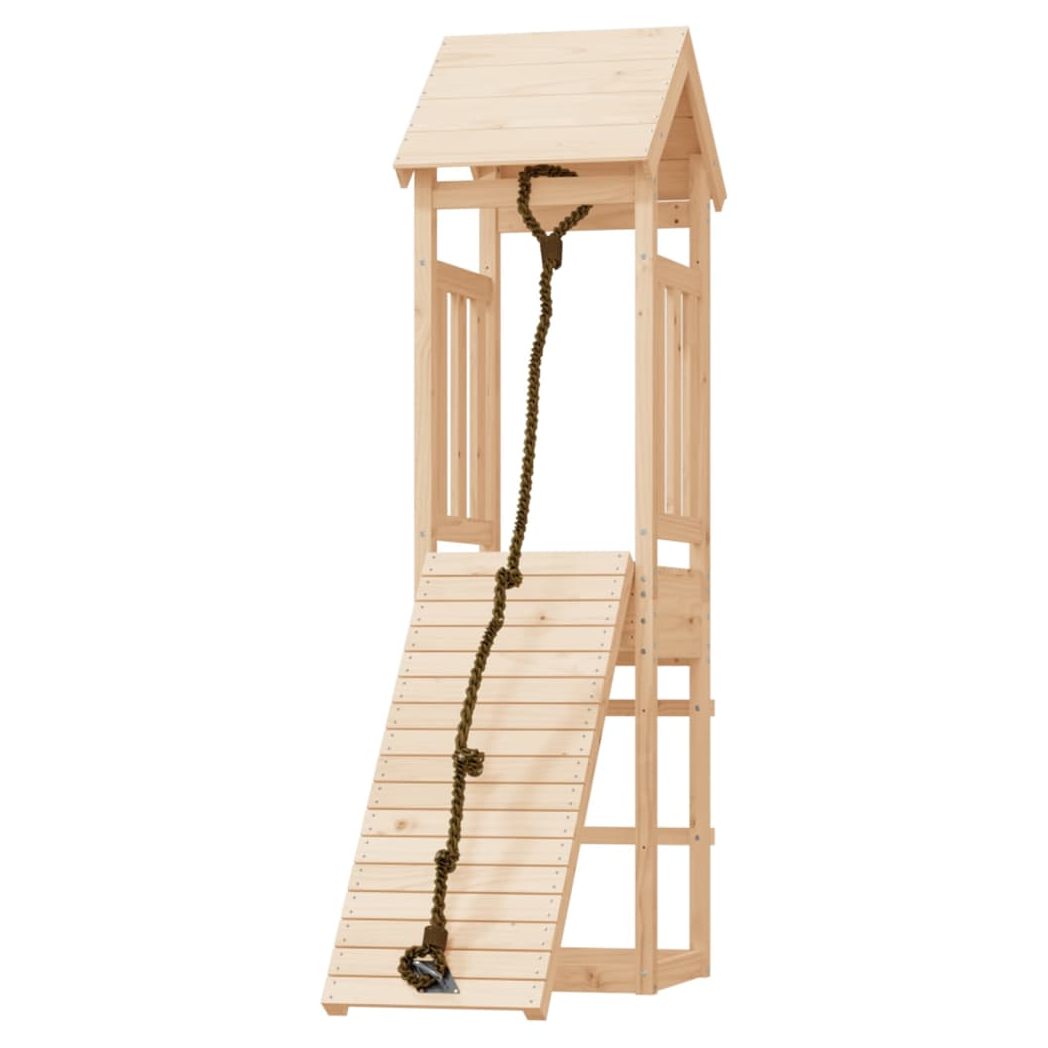 Playhouse with Climbing Wall Solid Wood Pine