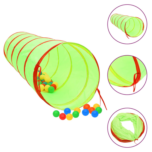 Children Play Tunnel with 250 Balls Green 175 cm Polyester