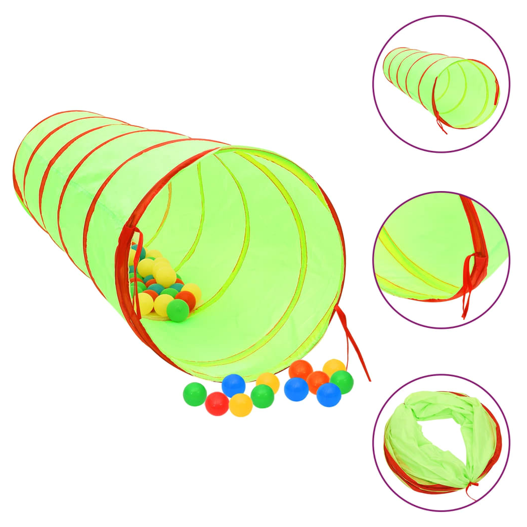 Children Play Tunnel with 250 Balls Green 175 cm Polyester