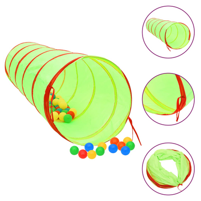 Children Play Tunnel with 250 Balls Green 175 cm Polyester