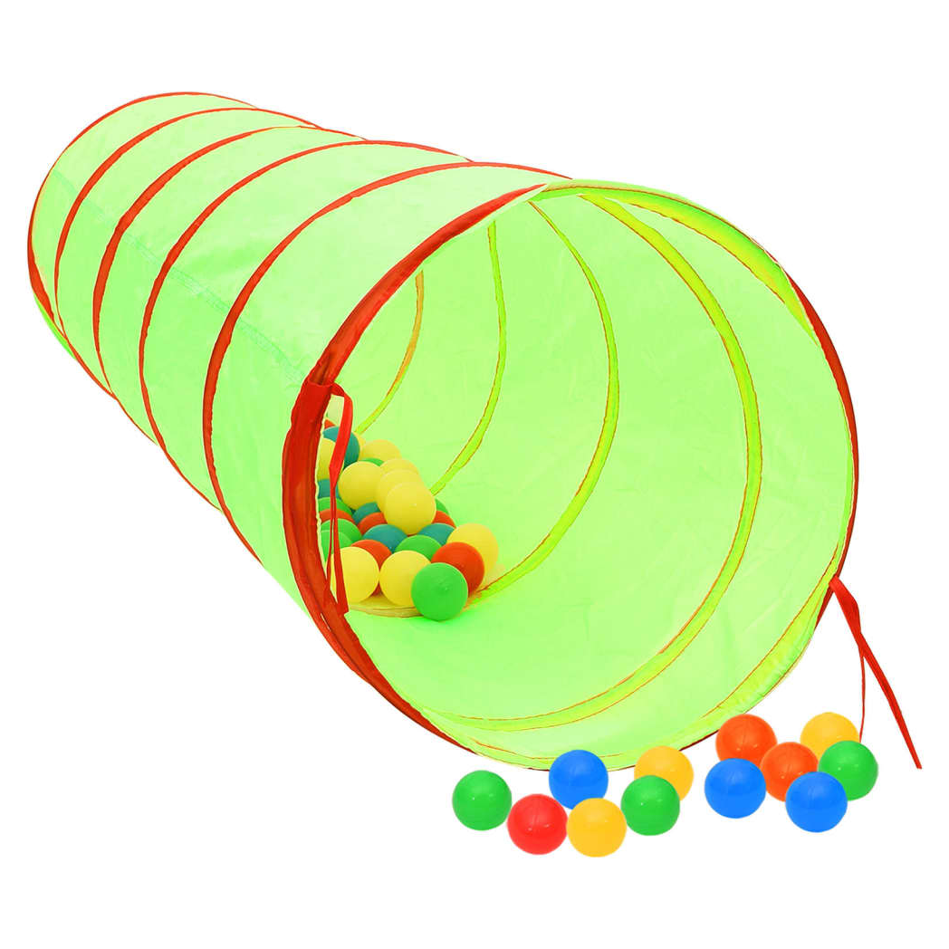 Children Play Tunnel with 250 Balls Green 175 cm Polyester