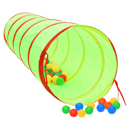 Children Play Tunnel with 250 Balls Green 175 cm Polyester
