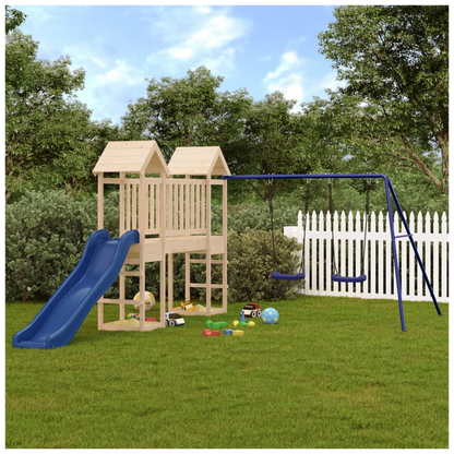 Playhouse with Slide Swings Solid Wood Pine