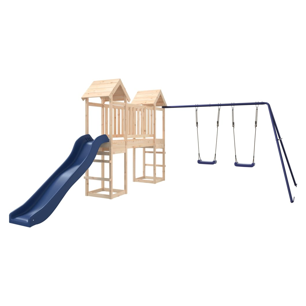 Playhouse with Slide Swings Solid Wood Pine