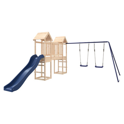 Playhouse with Slide Swings Solid Wood Pine
