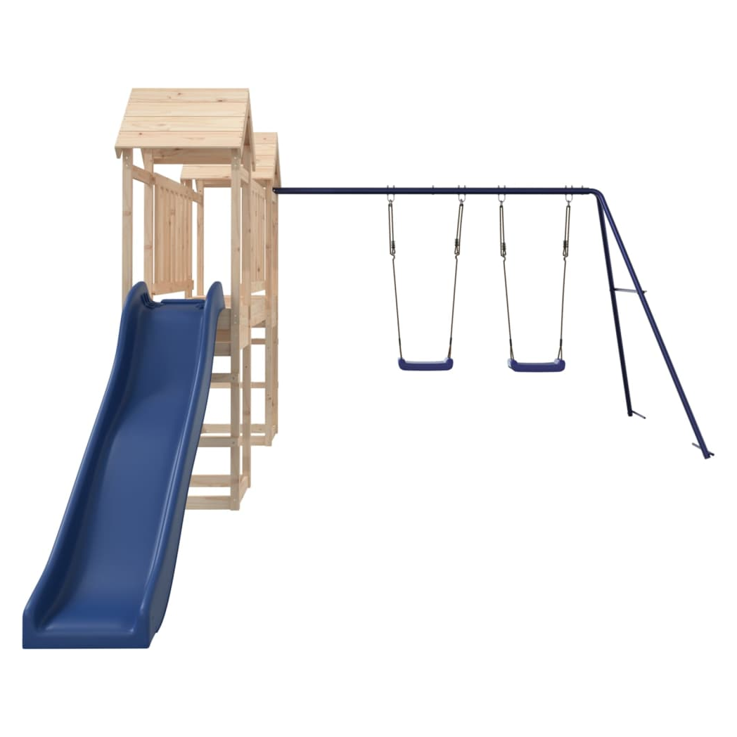 Playhouse with Slide Swings Solid Wood Pine