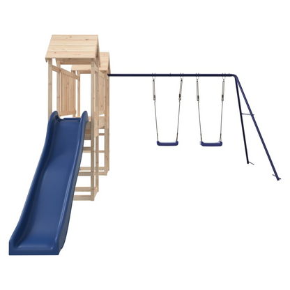Playhouse with Slide Swings Solid Wood Pine