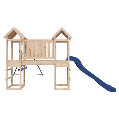 Playhouse with Slide Swings Solid Wood Pine