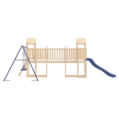Playhouse with Slide Swings Solid Wood Pine