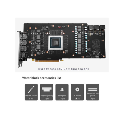 Barrow NVIDIA RTX 3080/3090, MSI TRIO Aurora aRGB Graphics Card Waterblock