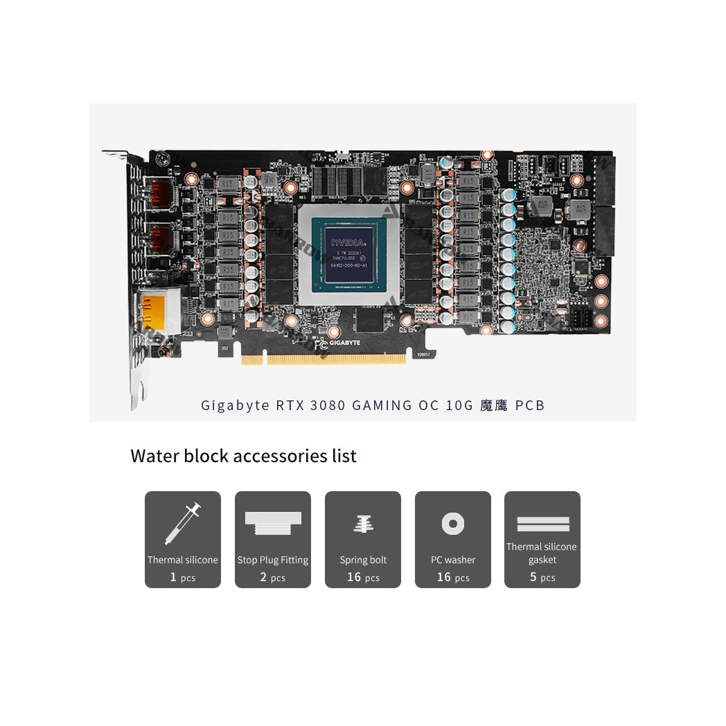 Barrow NVIDIA RTX 3080/3090, Gigabyte GAMING OC aRGB Graphics Card Waterblock