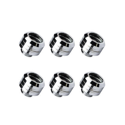Barrow G1/4 - 14mm OD Twin Seal Hard Tube Fitting (Smooth) - Shi Silver (6 Pack)