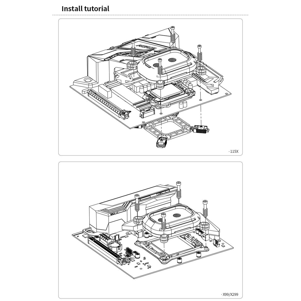 Barrow Acrylic Kepler Series CPU Waterblock, aRGB, INTEL 115x / 1700 - Black