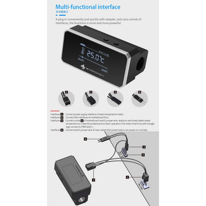 BarrowCH G1/4 Multimode OLED Display Heat Sensor Alarm with Shutdown - Black