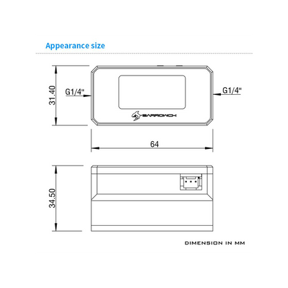 BarrowCH G1/4 Multimode OLED Display Heat Sensor Alarm with Shutdown - Black